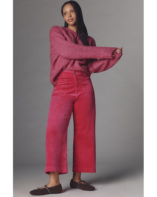 Maeve Red The Colette Cropped Wide-Leg Trousers By Corduroy Edition