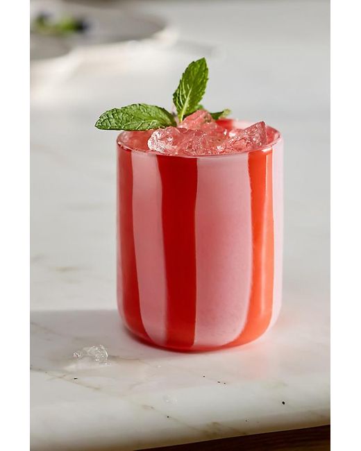 Anthropologie Red By The Ribbon Stripe Juice Glass