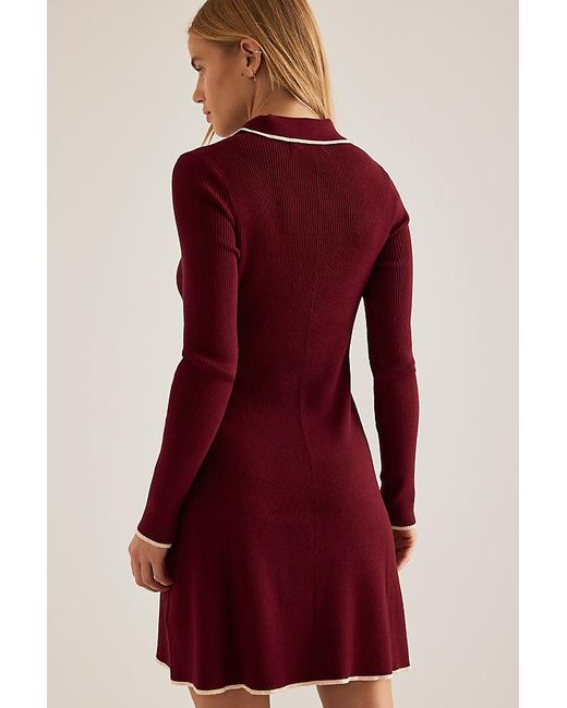 Anthropologie Luna Long-Sleeve Zip-Front Knit Midi Dress in Red | Lyst UK