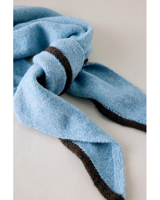 By Anthropologie Gray Small Tipped Knit Triangle Scarf