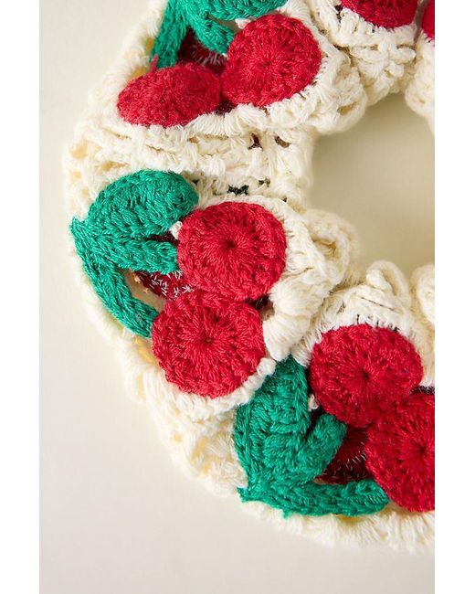 By Anthropologie Red Crochet Hair Scrunchie