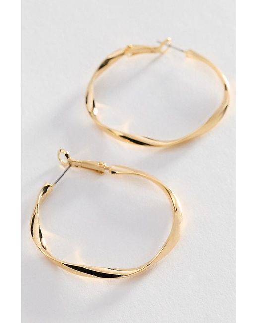 By Anthropologie White Hammered Hoop Earrings