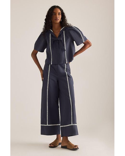 The Tiny Big Sister Blue Sailor Neck Blouse