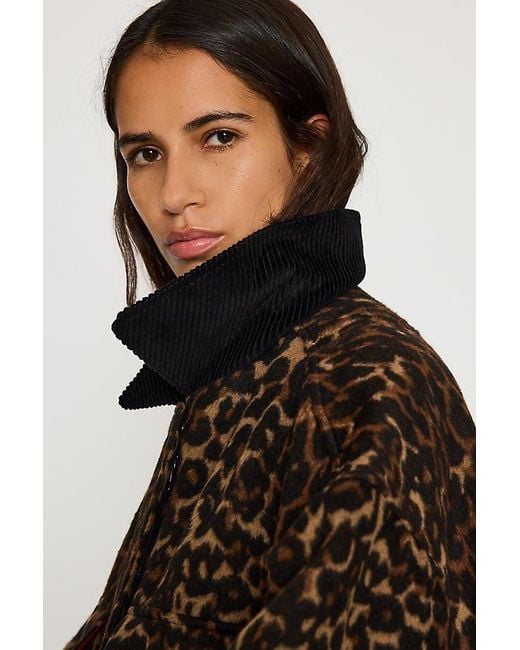 By Anthropologie Blue Leopard Bomber Jacket