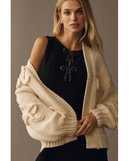 Maeve Natural 3D Embroidered Cardigan