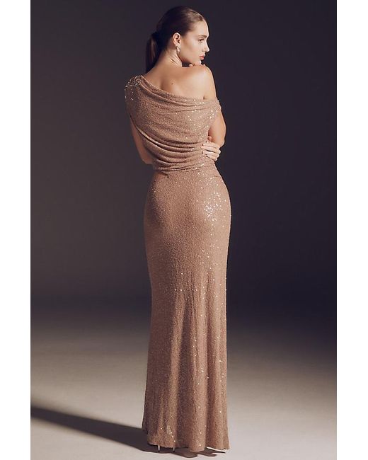 Mare Mare Blue Liquid Sequin Column Maxi Dress