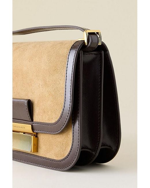 Charles & Keith Natural Charlot Recycled Suede Crossbody Bag