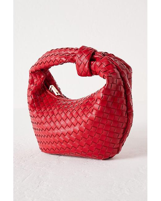 Melie Bianco Red Larissa Woven Faux-Leather Shoulder Bag