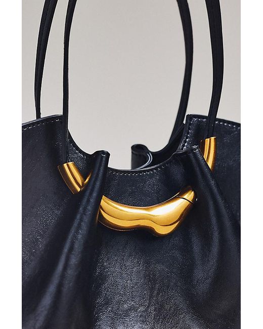 By Anthropologie Blue Molten Hardware Shiny Textured Tote Bag