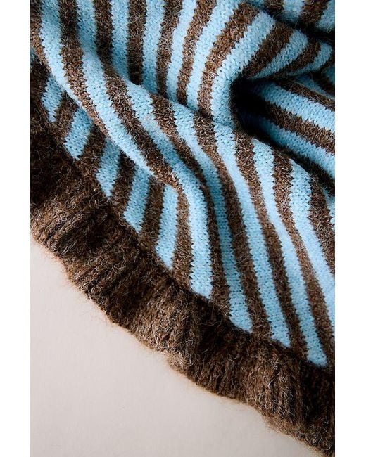 By Anthropologie Brown Large Frill-Edge Knit Triangle Scarf