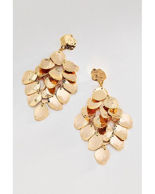 By Anthropologie Metallic Textured Droplet Statement Earrings