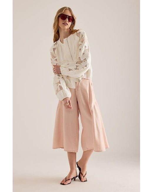 By Anthropologie Natural Floral Embroidered Bomber Jacket