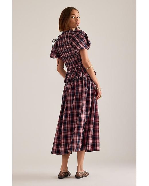 Damson Madder Purple Josie Pleated Midi Skirt