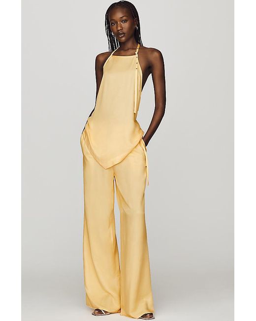 By Anthropologie Natural Silky Wide-Leg Trousers