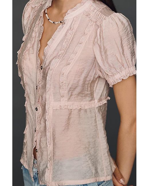 Pilcro Multicolor Short-Sleeve Ruffle Blouse