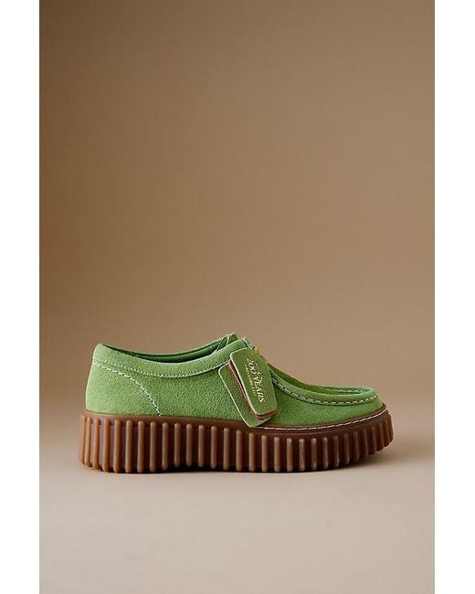 Clarks Green Torhill Bee Suede Shoes