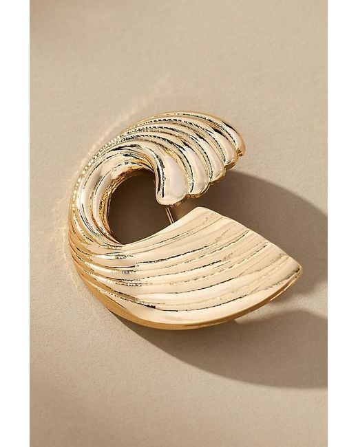 By Anthropologie Natural Ribbed Swirl Brooch