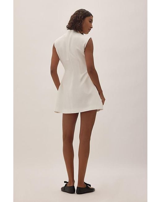 Odd Muse Natural Satin High-Neck Mini Dress