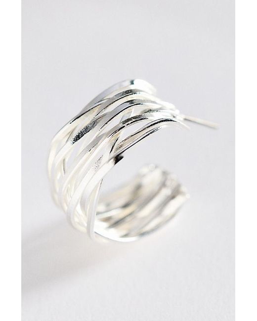 Anthropologie Metallic Textured Metal Hoop Earrings
