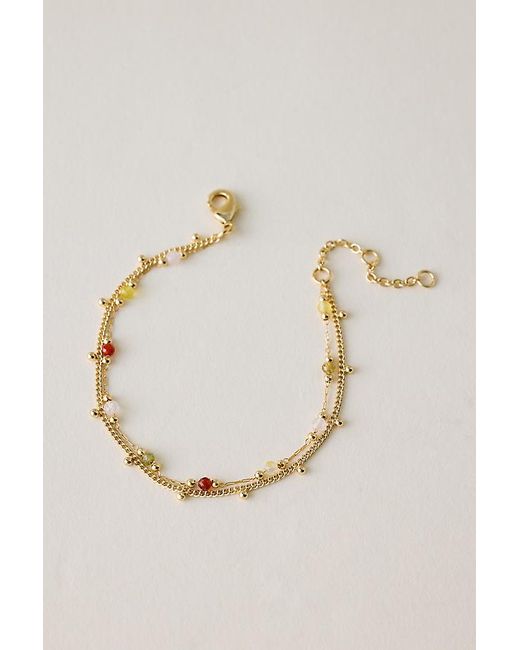 By Anthropologie Green Delicate Beaded Layered Bracelet