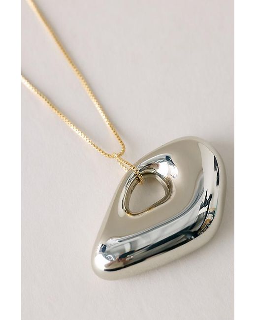 Anthropologie Black Sculptural Metal Pendant Necklace