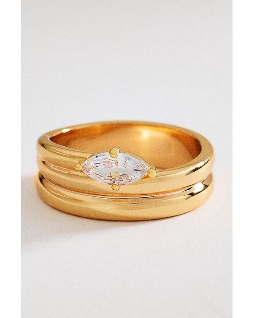 By Anthropologie Metallic Suspended Crystal Ring