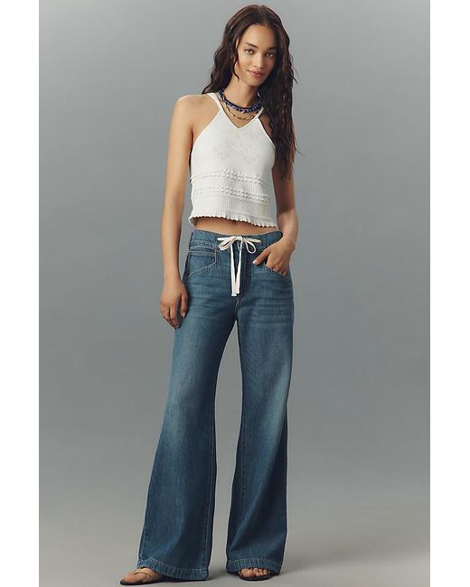 Pilcro Blue High-Rise Pull-On Flare Jeans
