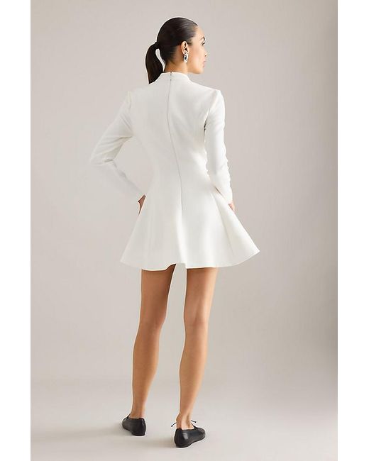 Bardot Natural Zephyra High-Neck Long-Sleeve Mini Dress