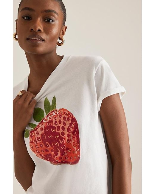 By Anthropologie Red Strawberry Graphic Baby T-Shirt