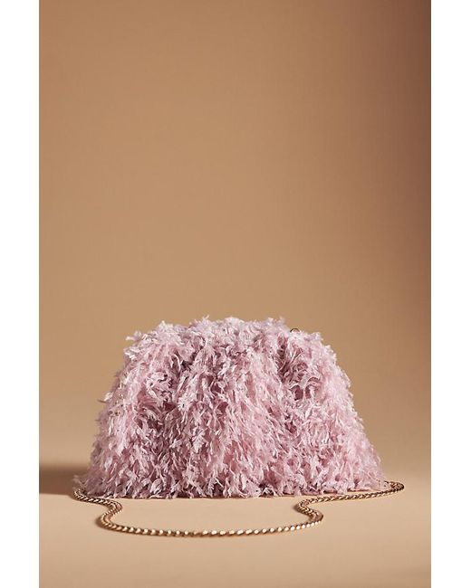 Maeve Pink The Frankie Clutch Bag: Feather Confetti Edition
