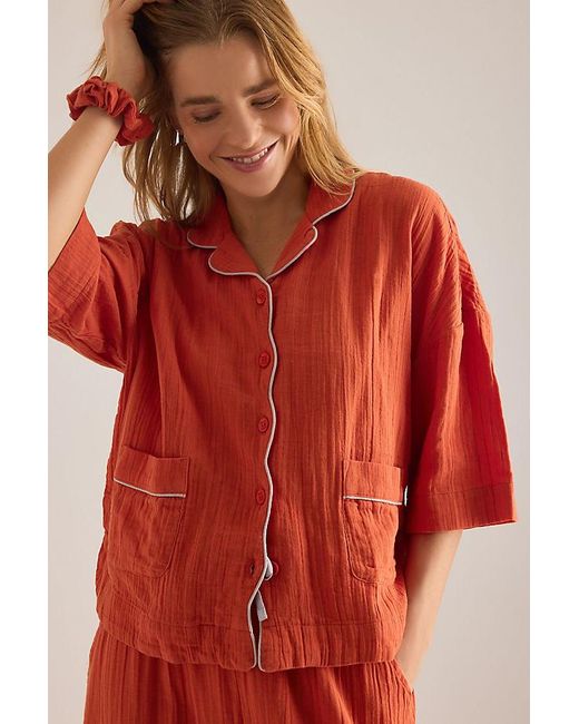 TBCo Red Cotton Long Pyjama Set