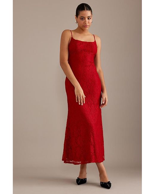 Bardot Red Ruby Lace Midi Dress