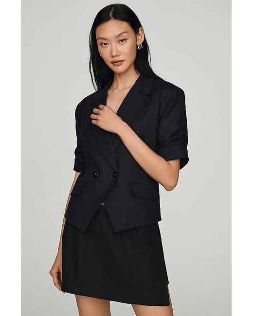 By Anthropologie Black Short-Sleeve Blazer