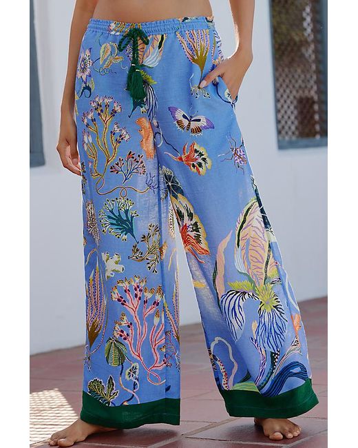 Celandine Blue X Sarah Gordon Linen-Blend Wide-Leg Trousers
