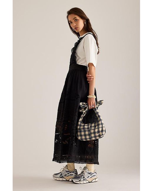 Bl-nk Black Cutwork Midi Apron Dress