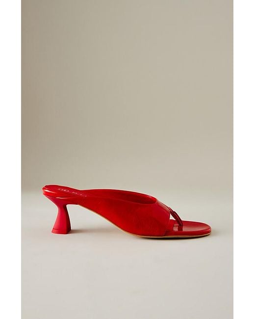 Miista Red Palmira Leather Toe-strap Heeled Sandals