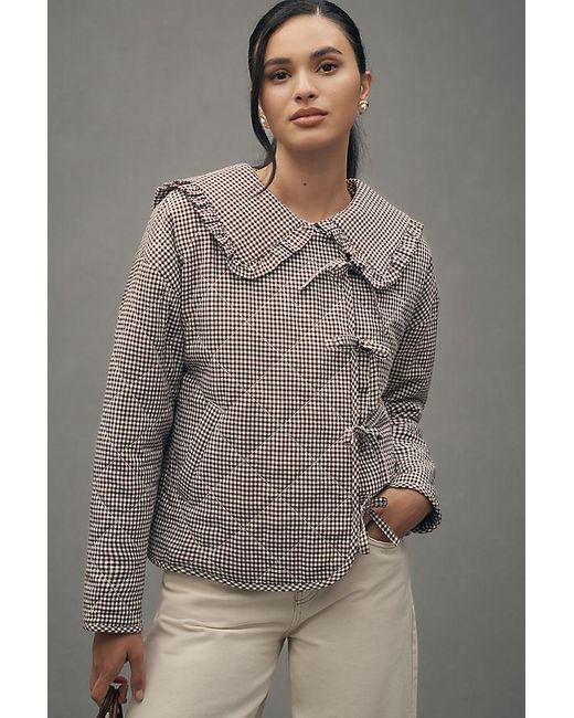 Maeve Gray Collared Quilted Jacket