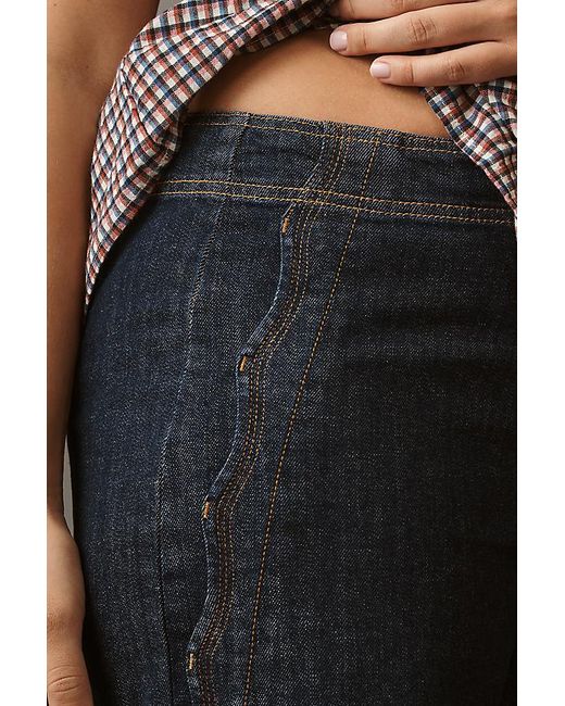 Maeve Blue Scallop-Edge High-Rise Wide-Leg Jeans