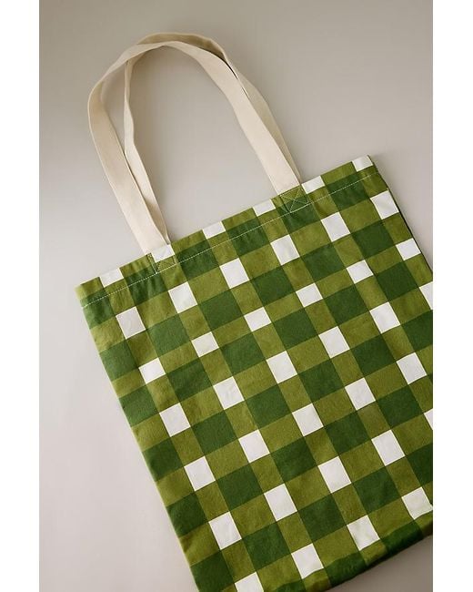 By Anthropologie Green Beaded Icon Canvas Tote Bag