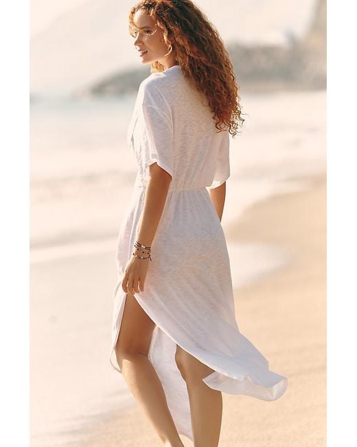 Celandine White Long-Sleeve Ruched Maxi Dress