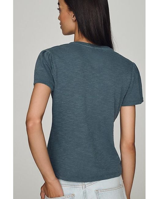 Pilcro Blue Cotton Henley Top
