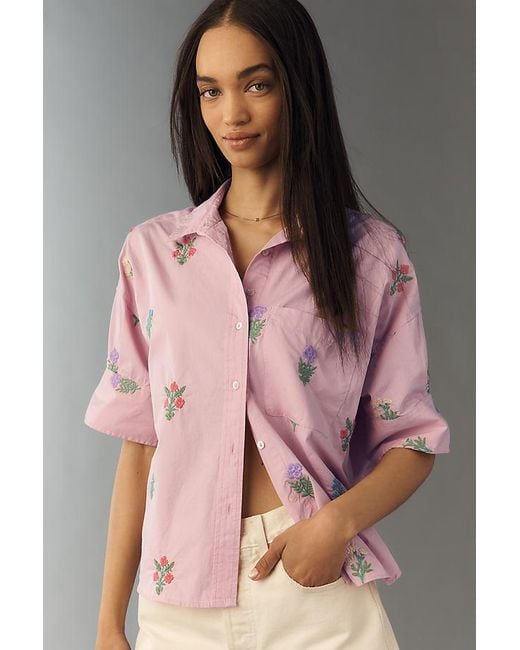 Maeve Pink The Mabel Boxy Oxford Shirt By
