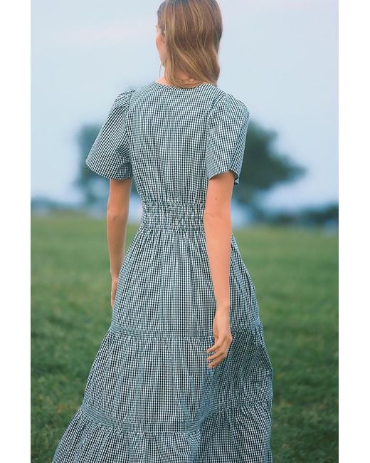 By Anthropologie Green The Somerset Gingham Maxi Dress