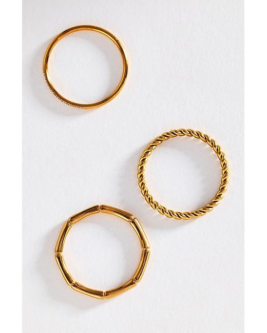 By Anthropologie Metallic Water-Resistant Rings, Set Of 3