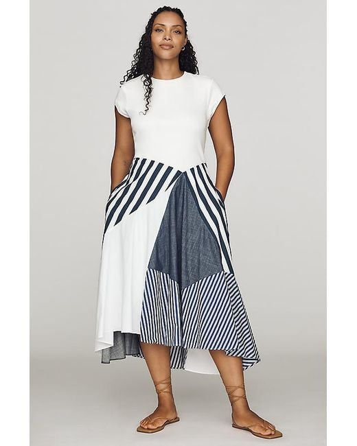 Maeve Multicolor Twofer Patchwork Midi Dress