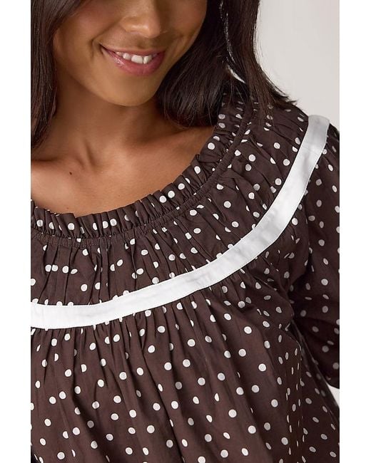 It's 9pm Brown Paloma Polka Dot Babydoll Mini Dress