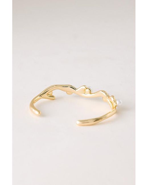 By Anthropologie Natural Plated Pearl-Embellished Bangle Bracelet