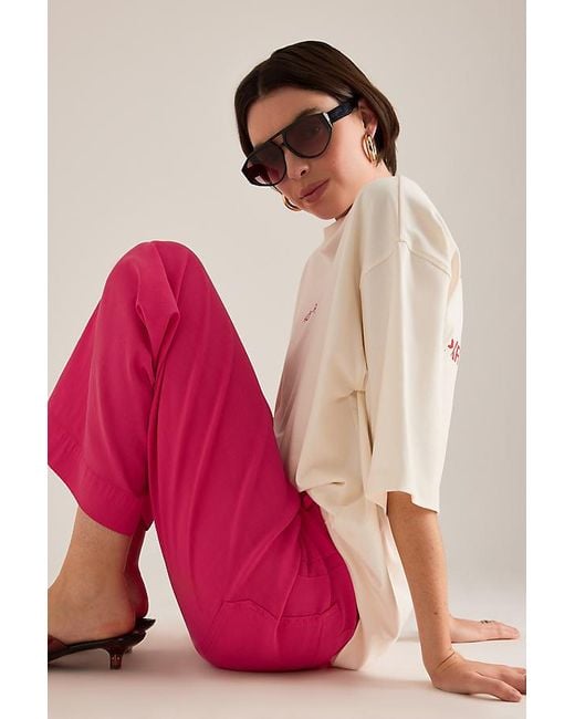 Maeve Pink The Colette Full-Length Wide-Leg Trousers By