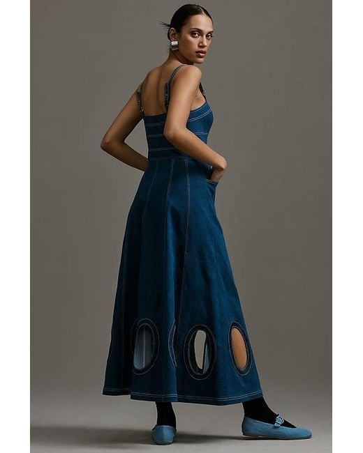 geisha designs denim dress Corset Denim Midi Dress