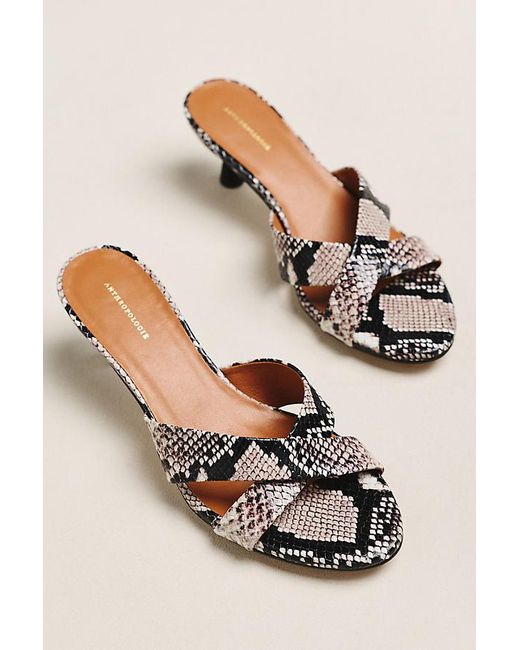 By Anthropologie Natural Criss-Cross Kitten Heels